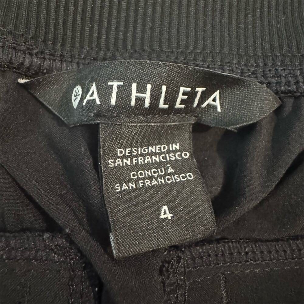 Athleta Brooklyn Pants 4 Black Pull-On Ankle Slim Straight Stretch Travel Casual - Picture 3 of 8